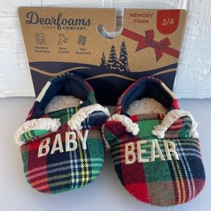 Dearfoams Memory Foam Holiday Baby Bear Warm Toddler Slippers